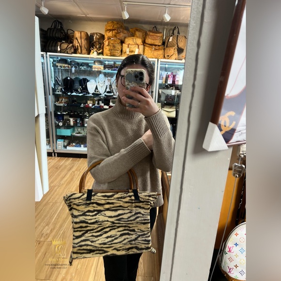 Fendi Animal Print Bag with bamboo Handles